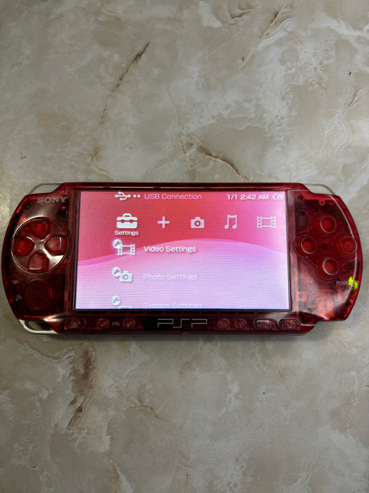 Sony PSP 3000 Clear Red Transparent Console w/128GB