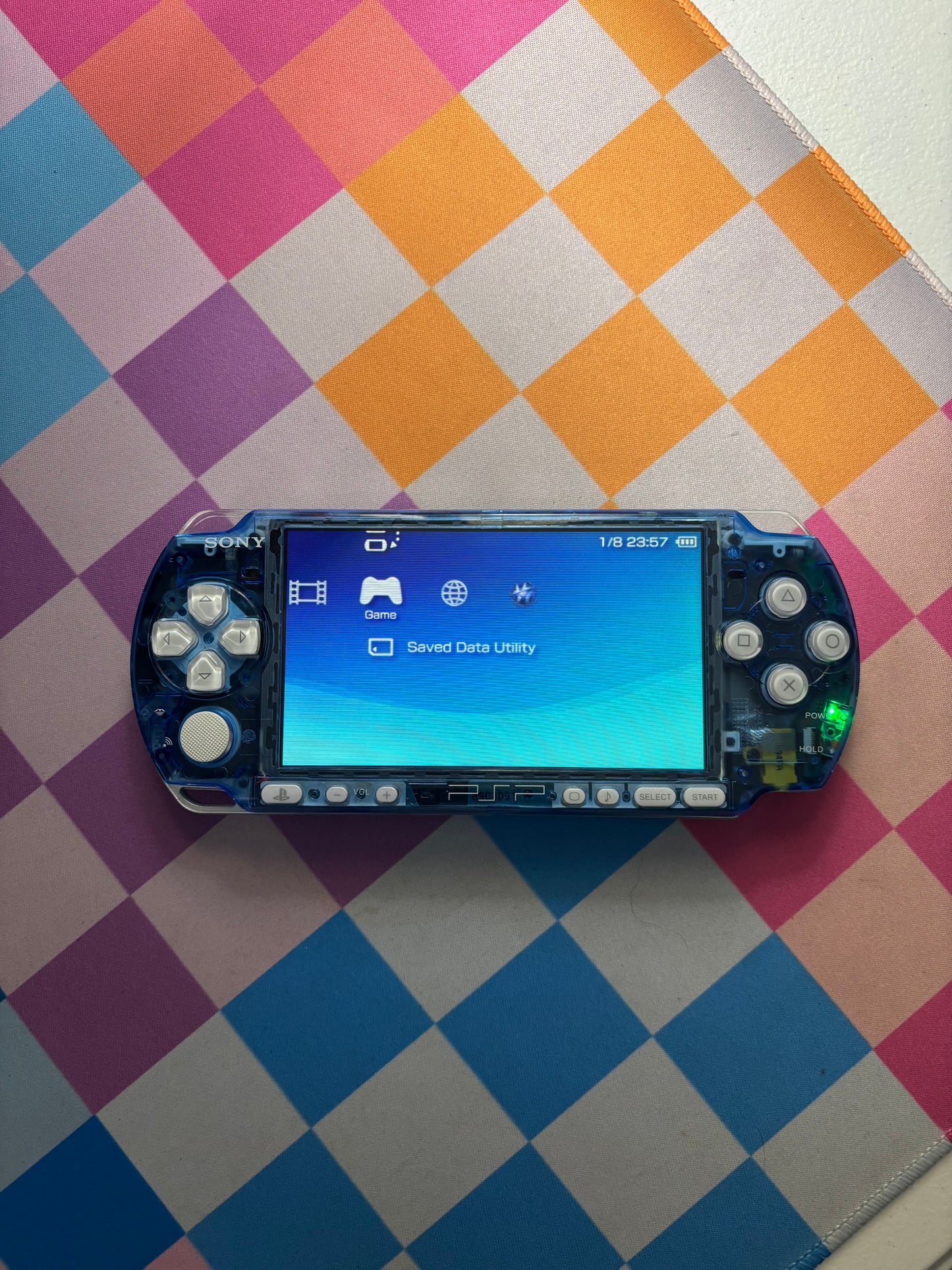 Blue Transparent/White Buttons 3000 Console