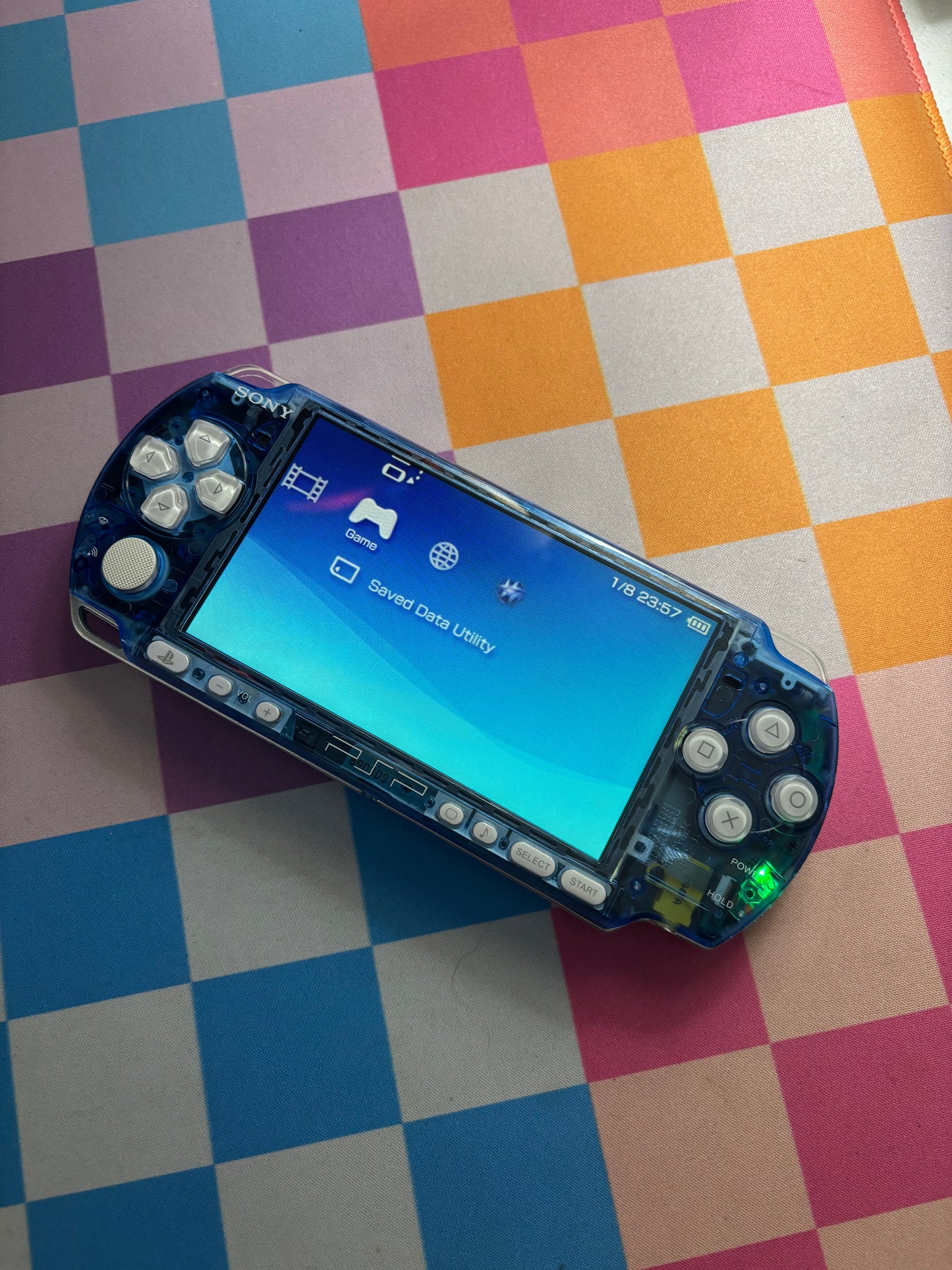 Blue Transparent/White Buttons 3000 Console