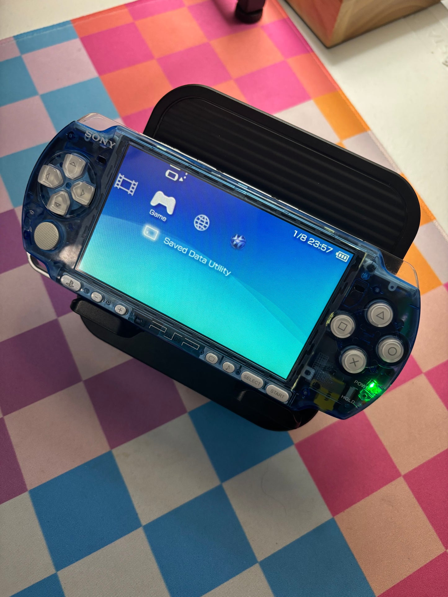 Blue Transparent/White Buttons 3000 Console